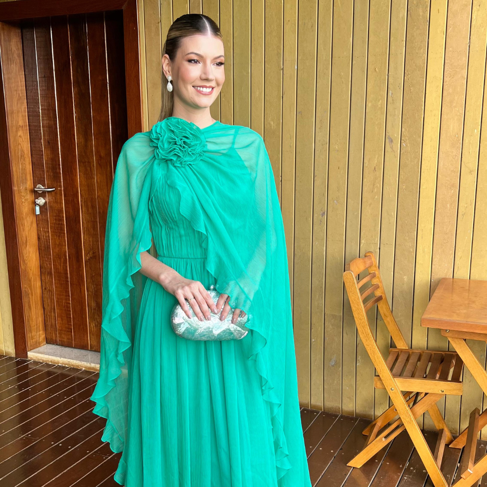 vestido capa fluída verde