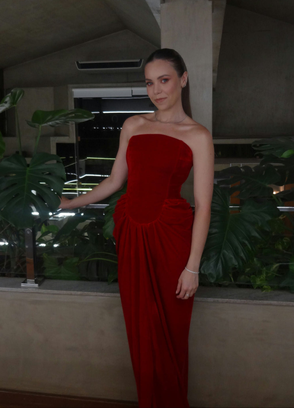 vestido corset veludo vermelho