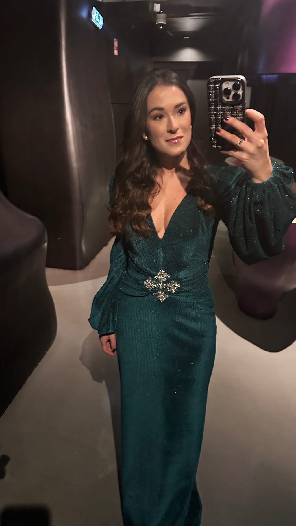 vestido mangas veludo verde