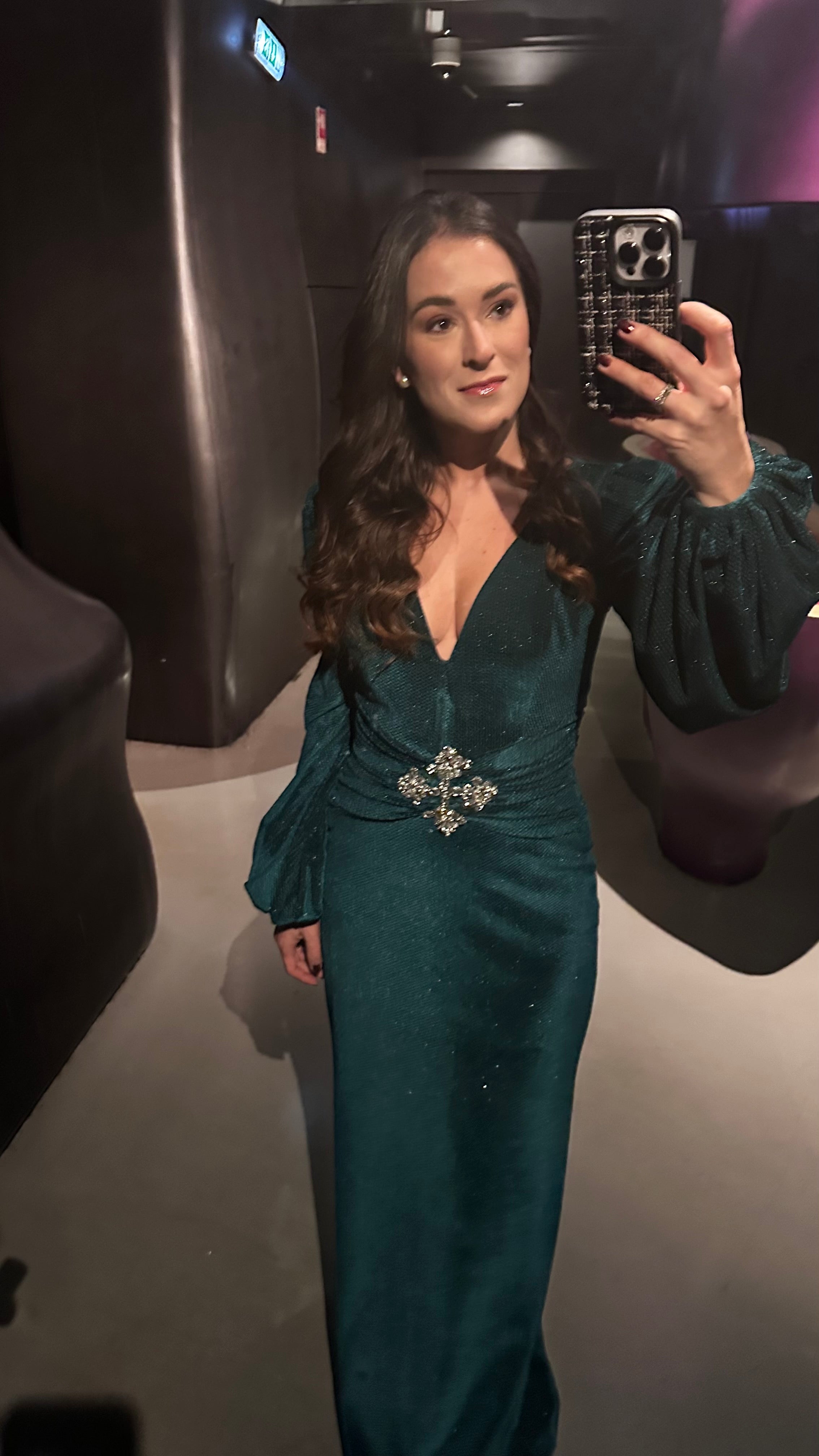 vestido mangas veludo verde