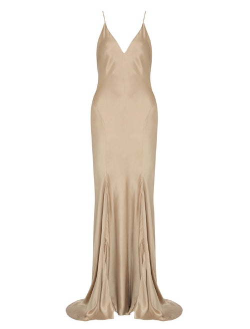 vestido andrea bogosian seda bege