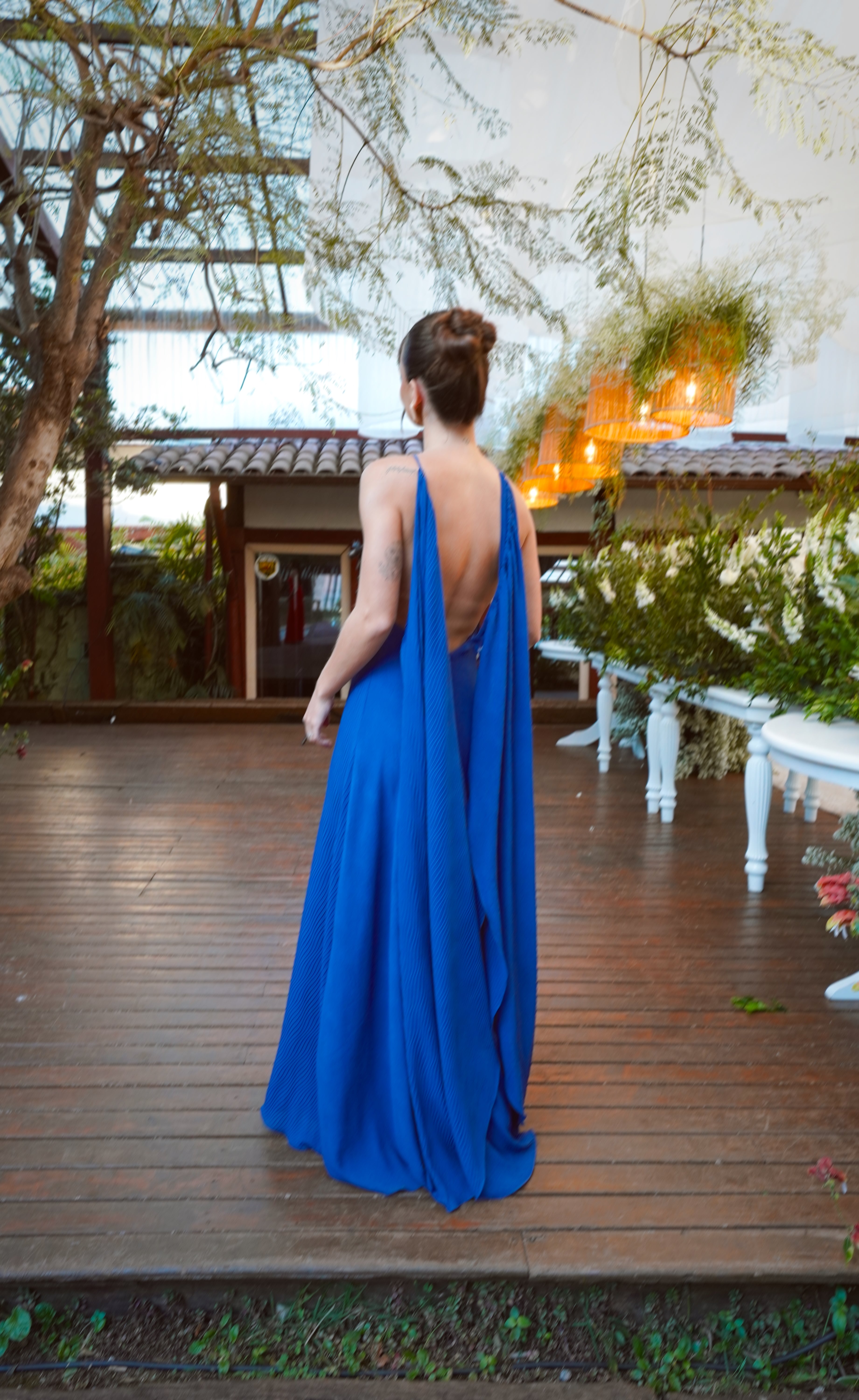 vestido capa fluída azul