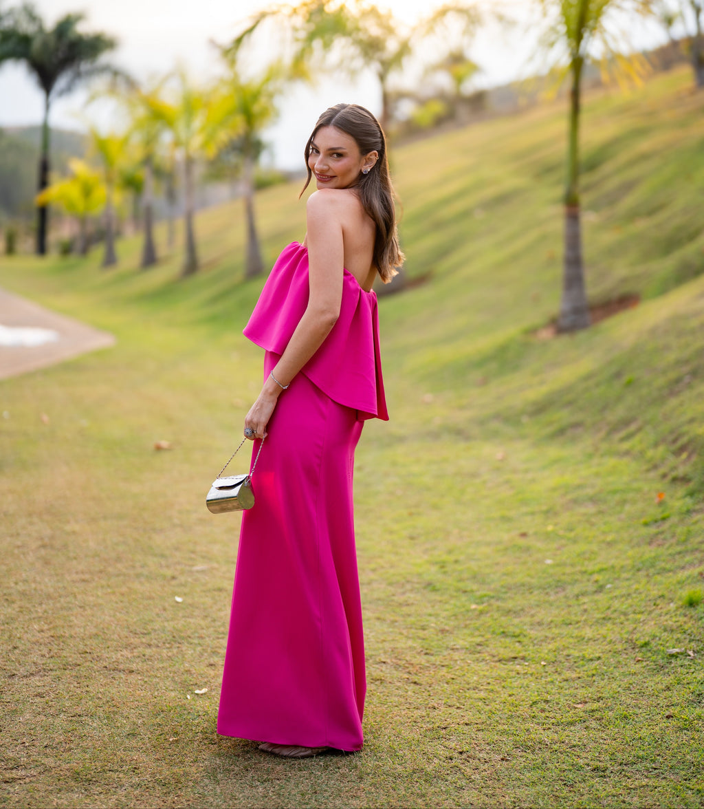 vestido bata tomara que caia rosa