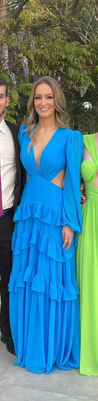 vestido camadas azul