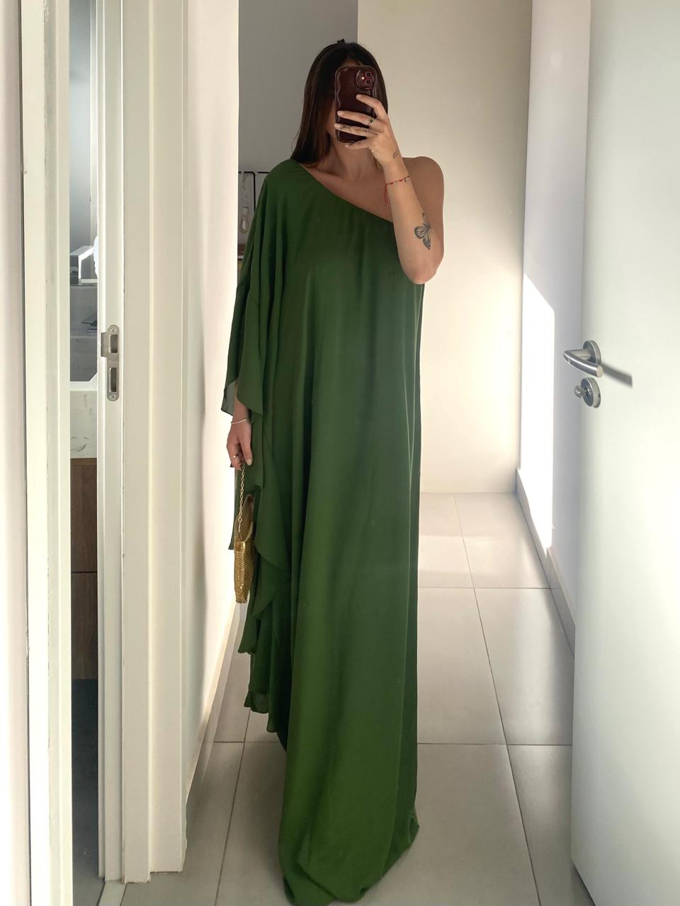 vestido um ombro só verde