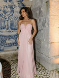 vestido fluído tomara que caia rosa
