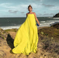 vestido fluído verde limão