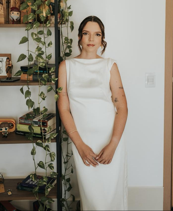 vestido capa torcida branco