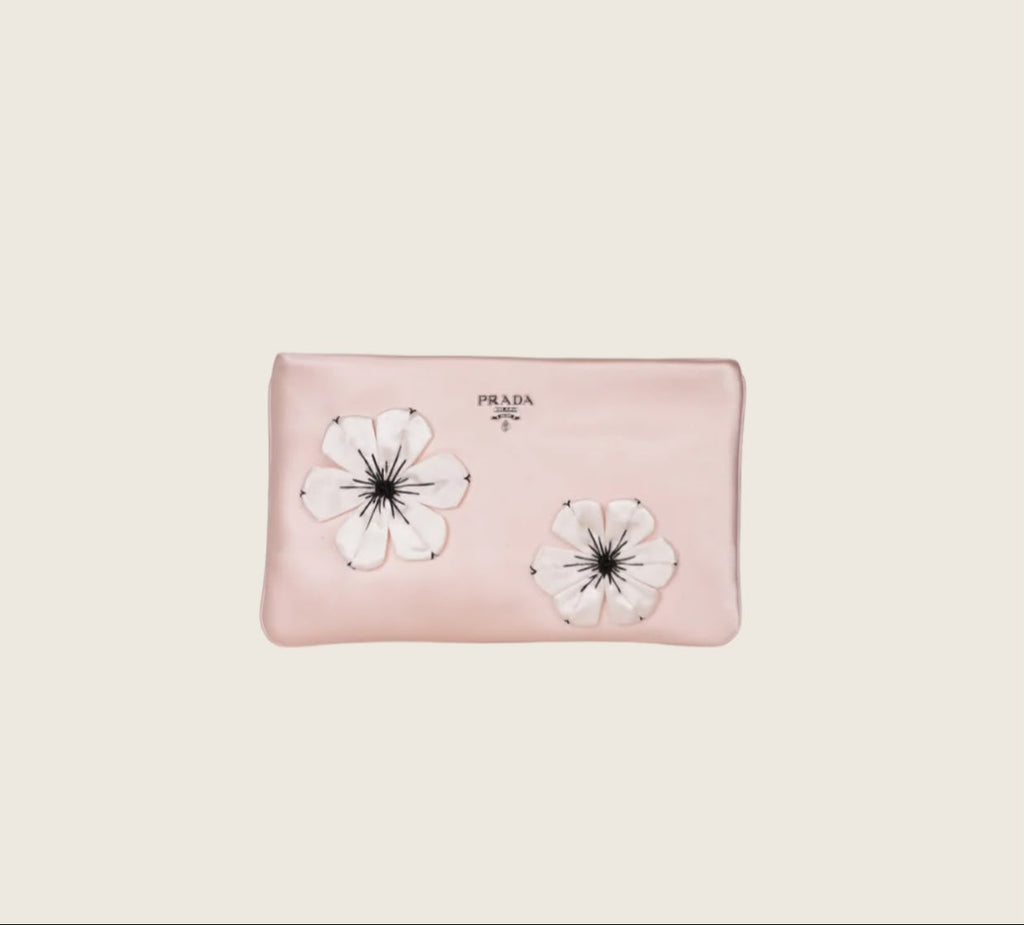 clutch satin floral prada