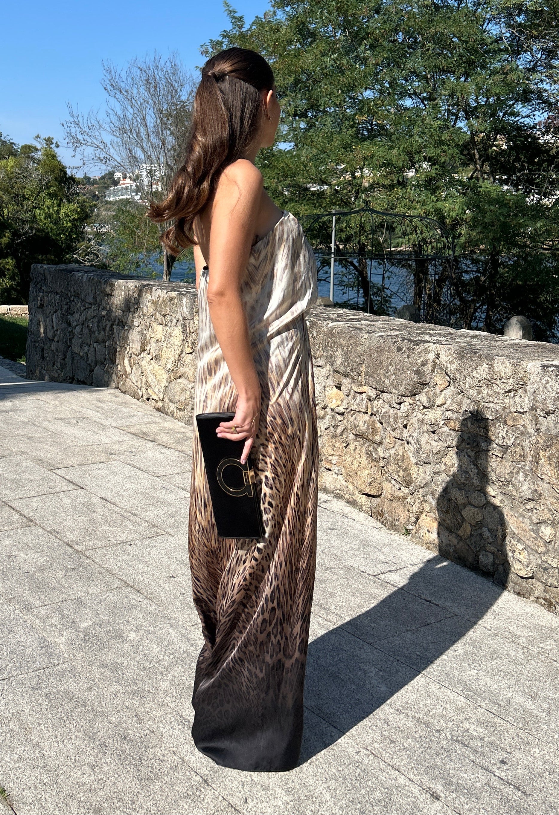 Vestido animal print seda 36