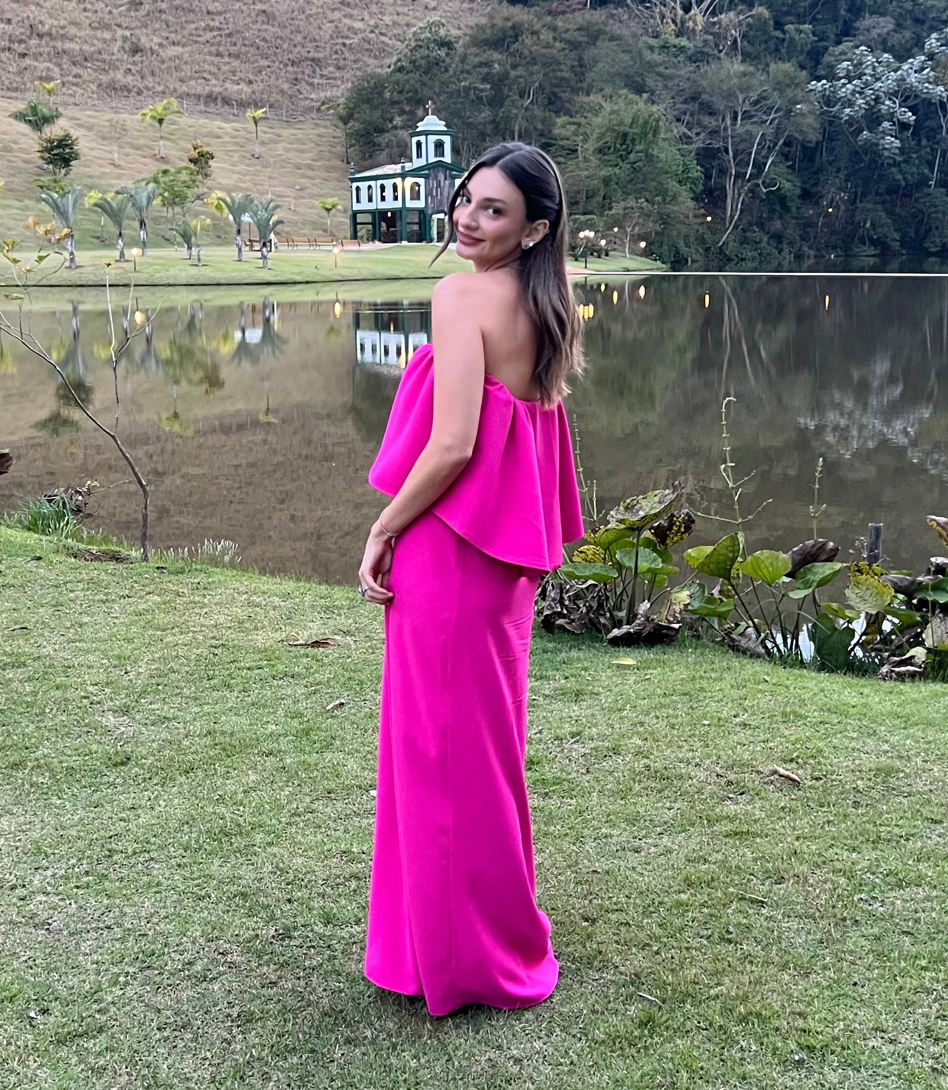 vestido bata tomara que caia rosa