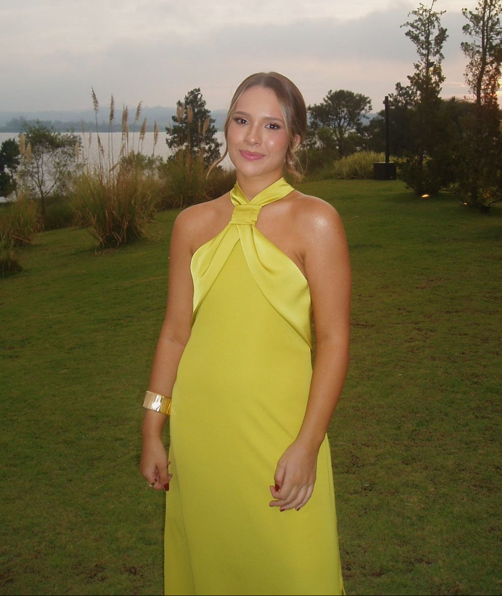 Vestido decote nas costas verde