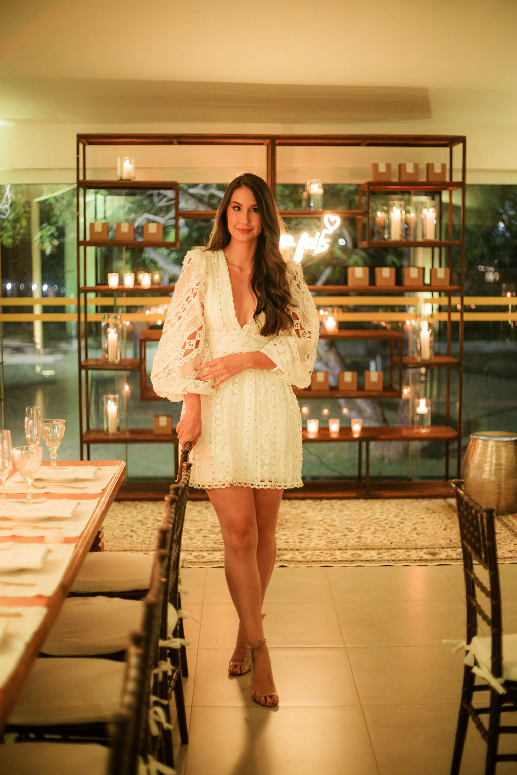 vestido mini detalhe renda branco