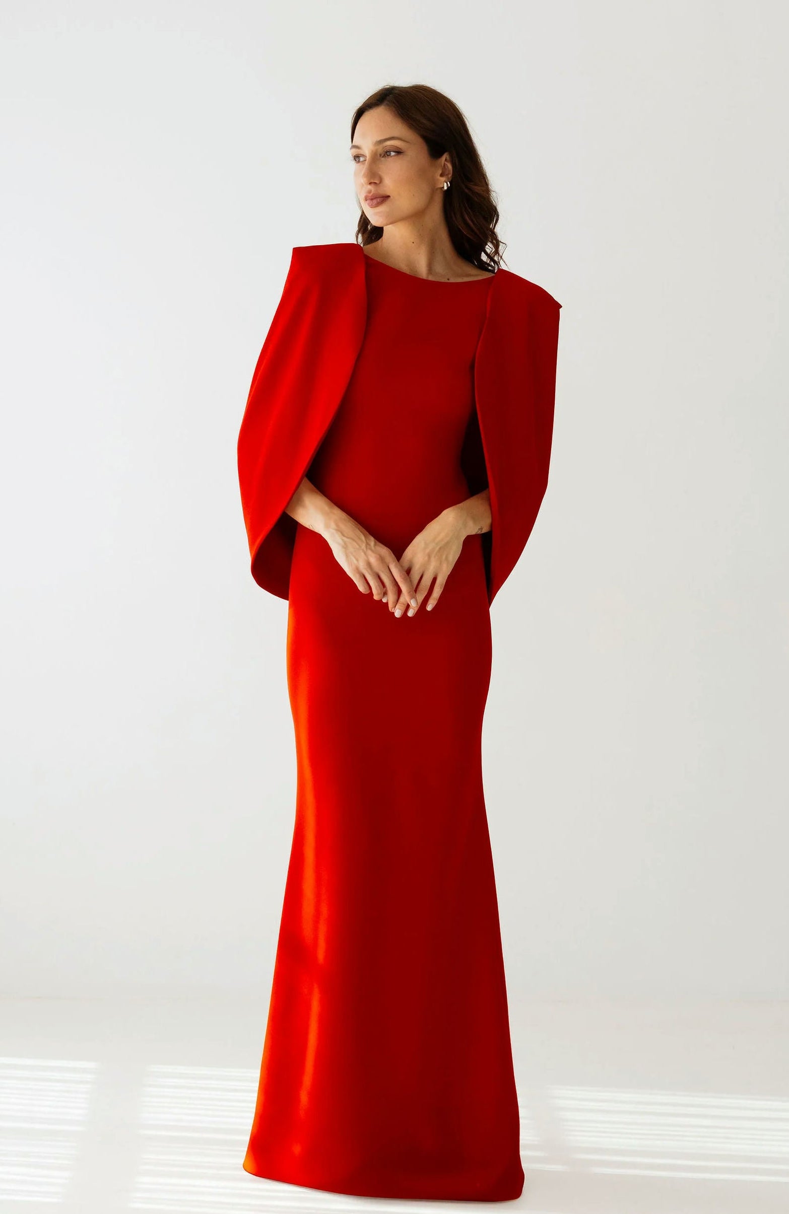 vestido concha capa vermelho