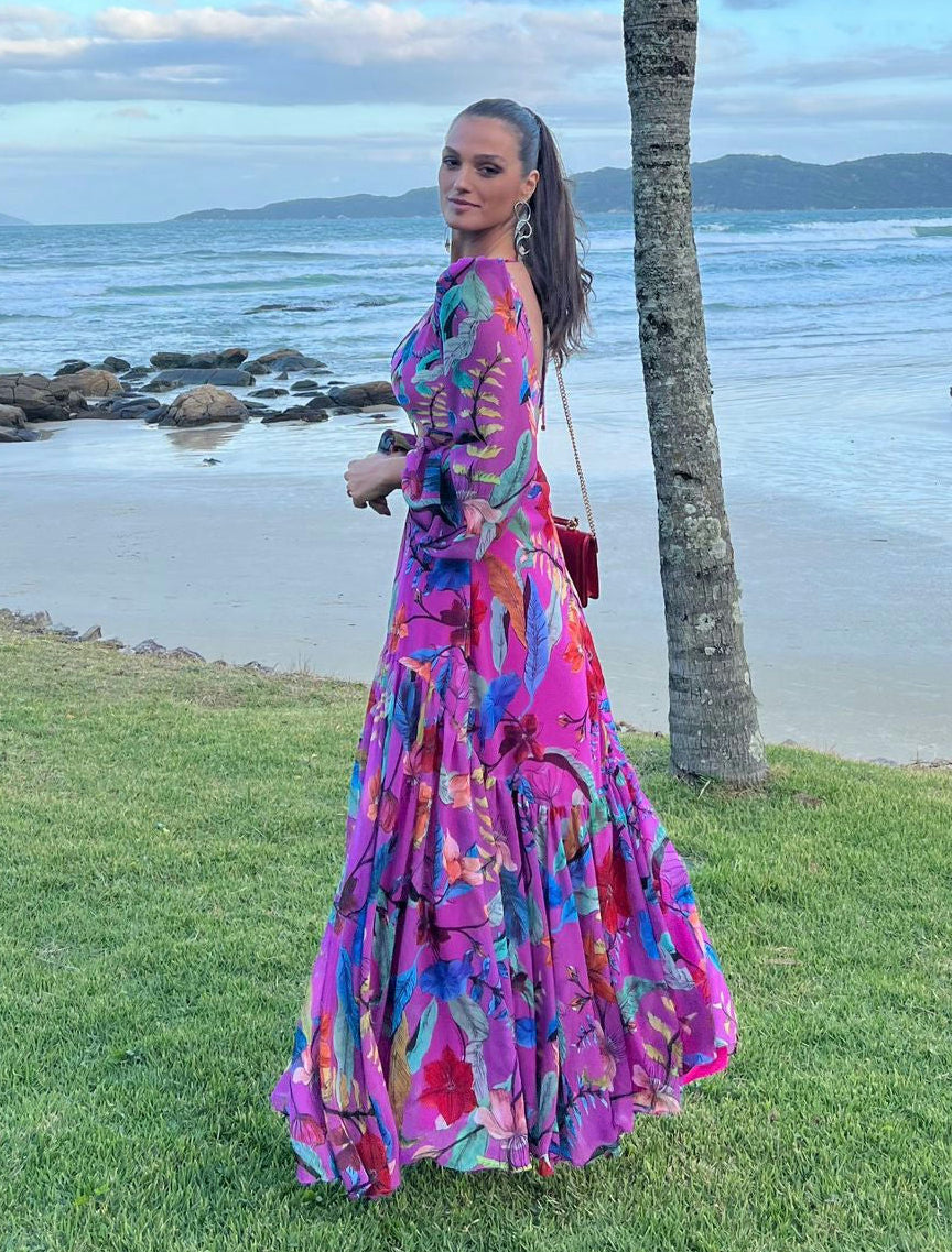 vestido manga floral