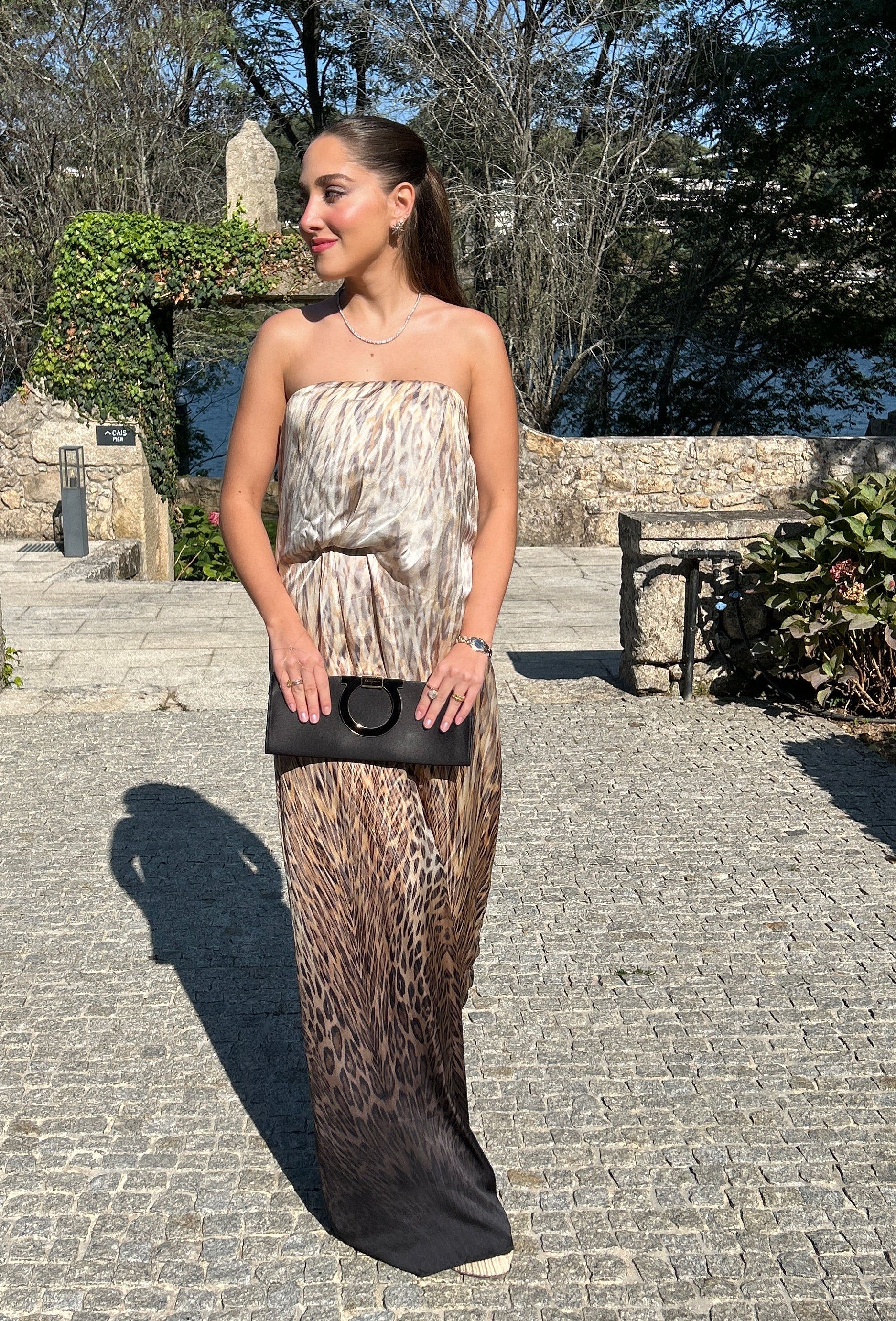Vestido animal print seda 36