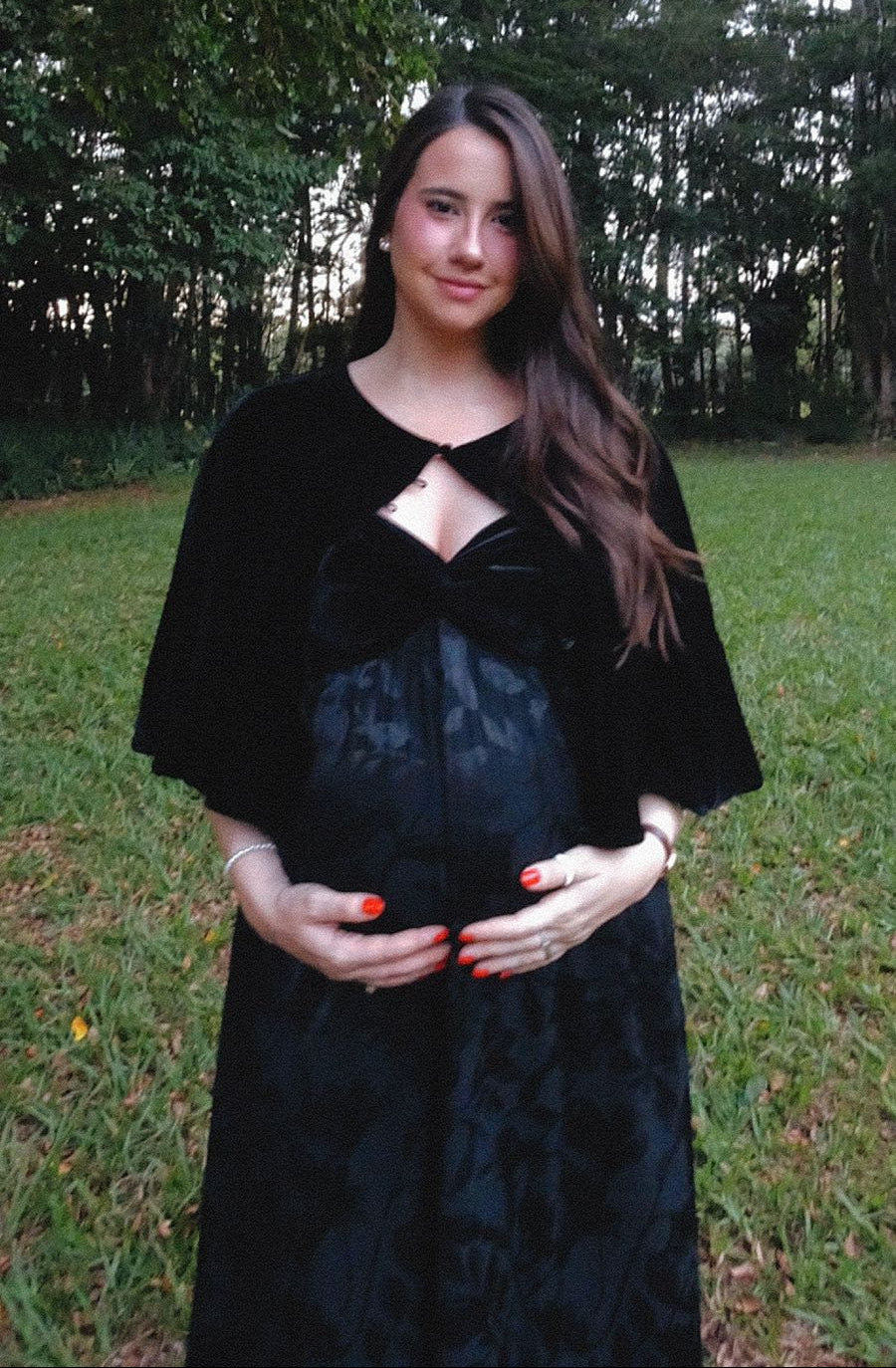 vestido veludo jacquard preto
