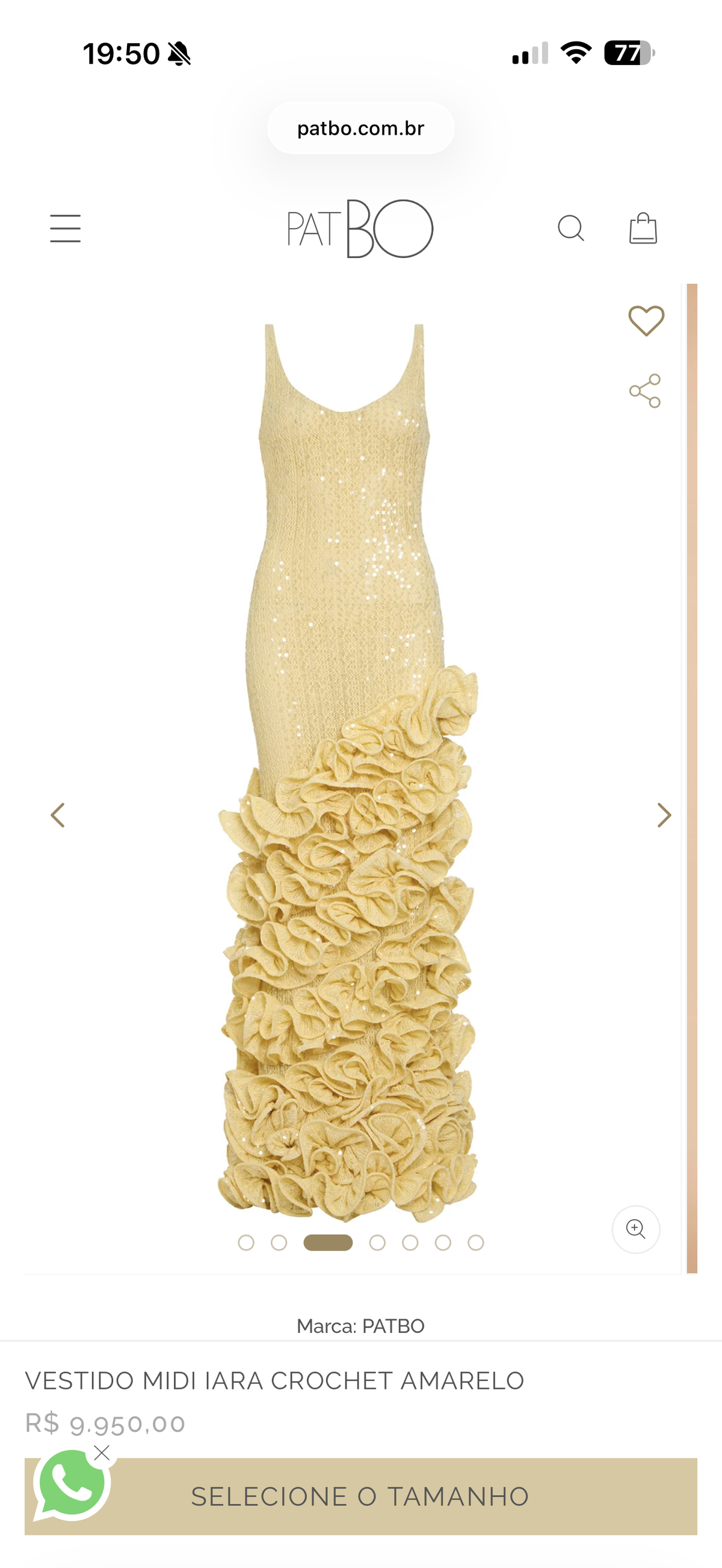 vestido amarelo paetê PatBo