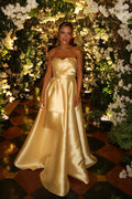 vestido zibeline estruturado amarelo