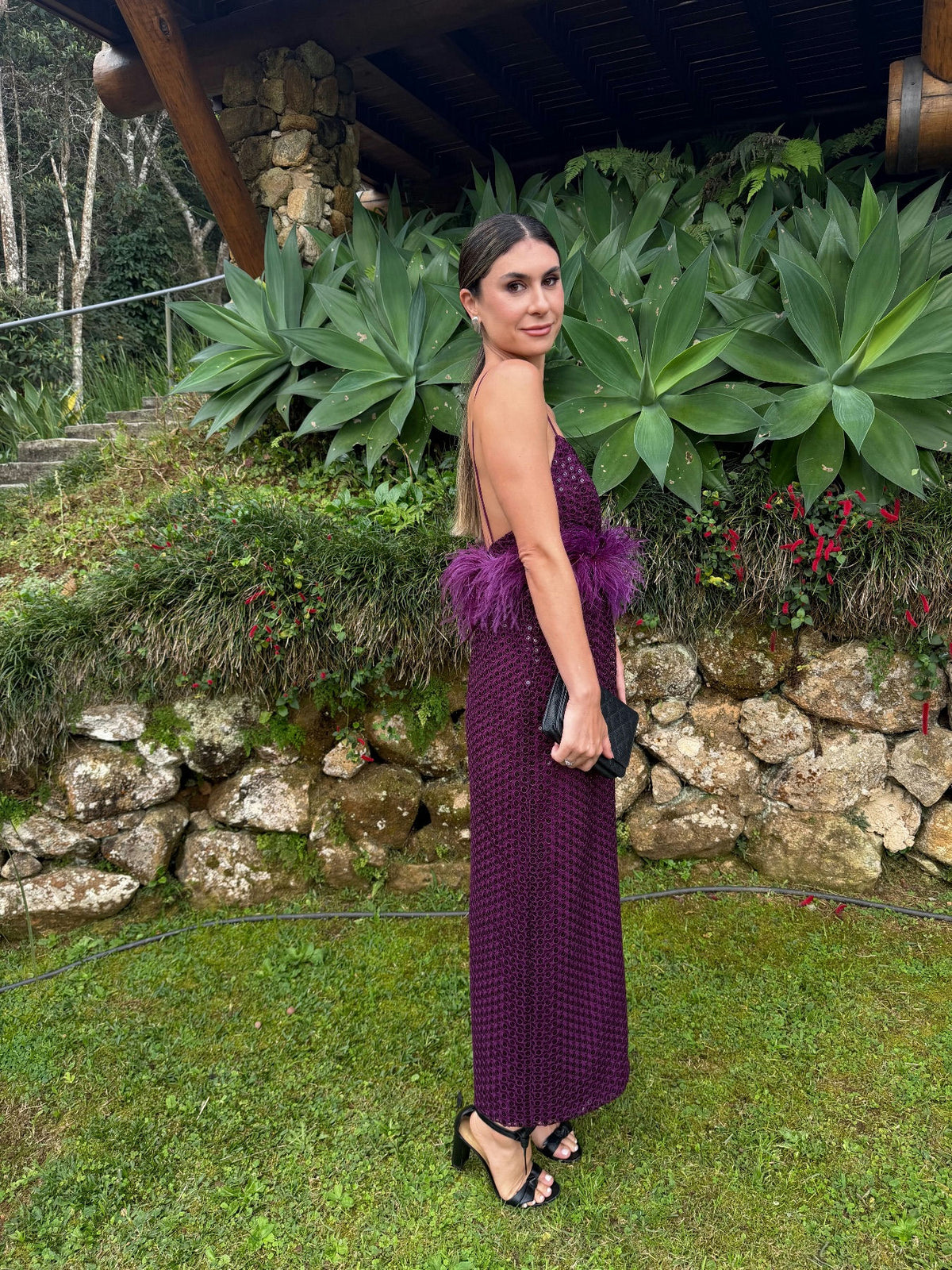 vestido flora plumas baila