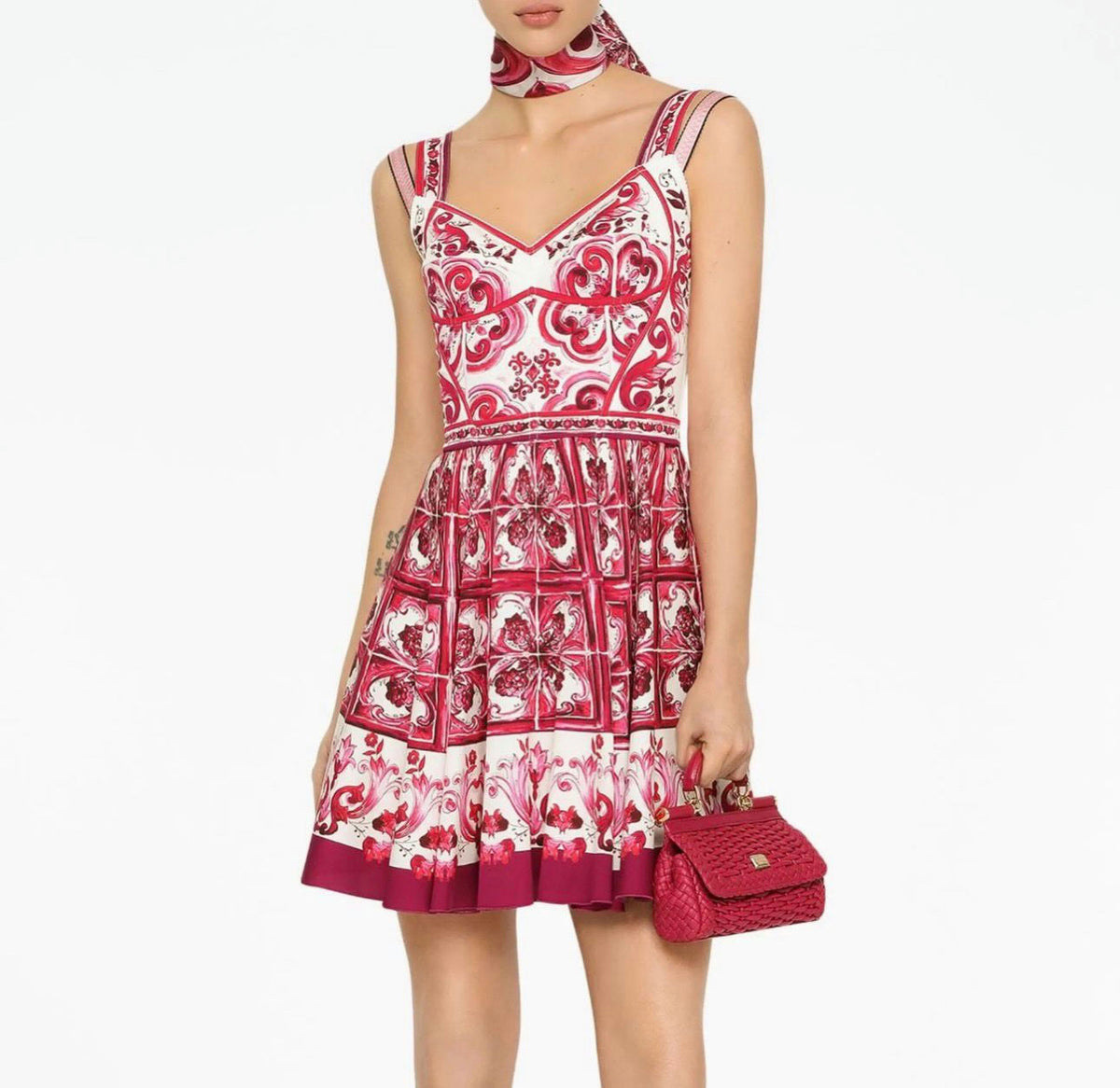 vestido mini estampa dolce