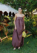 vestido longo balone marrom