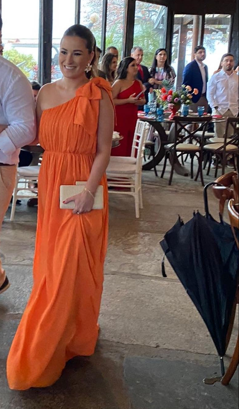 vestido laço fluído laranja