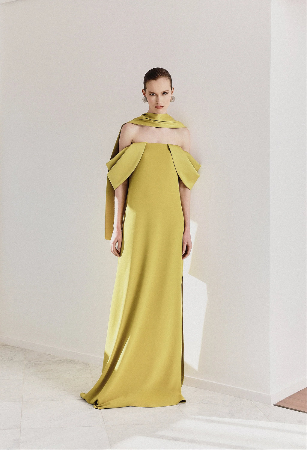 vestido moldura pistache
