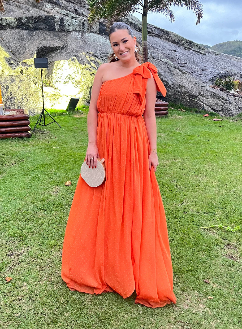 vestido laço fluído laranja