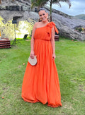 vestido laço fluído laranja