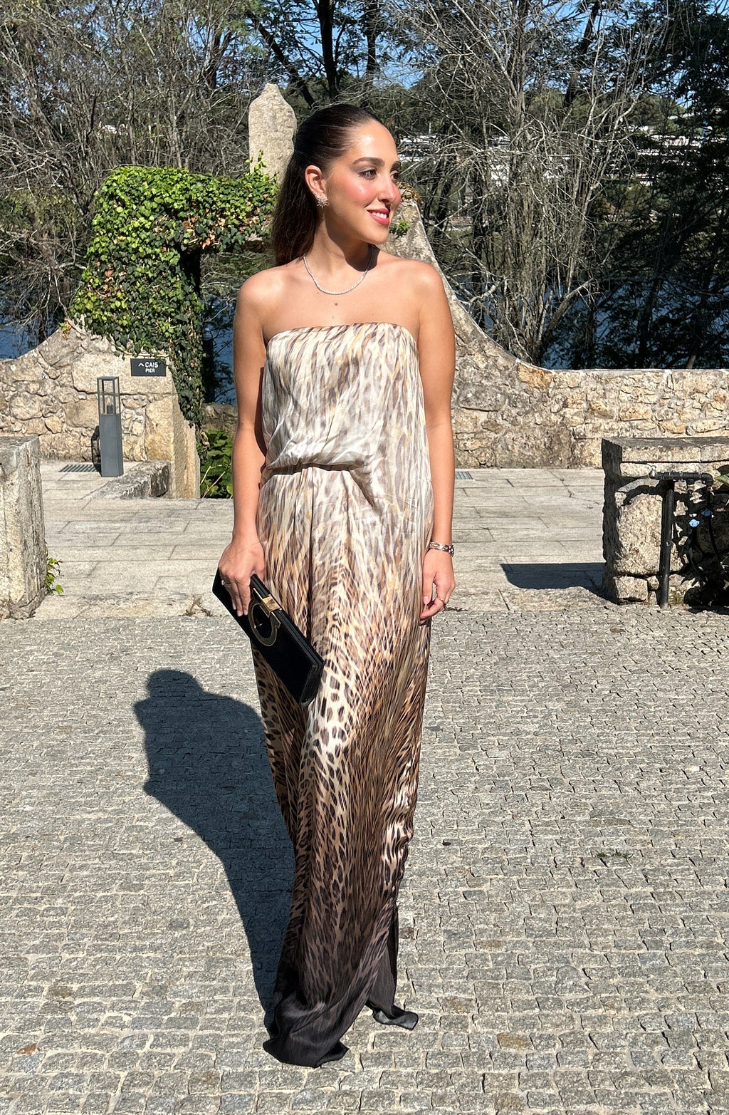 Vestido animal print seda 36