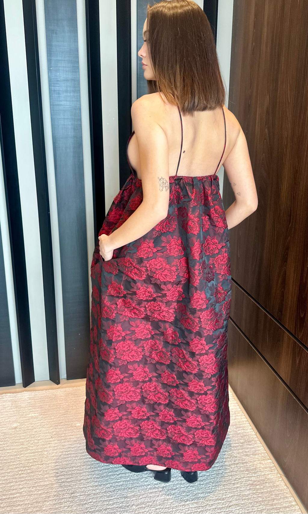 vestido jacquard floral ganni 38
