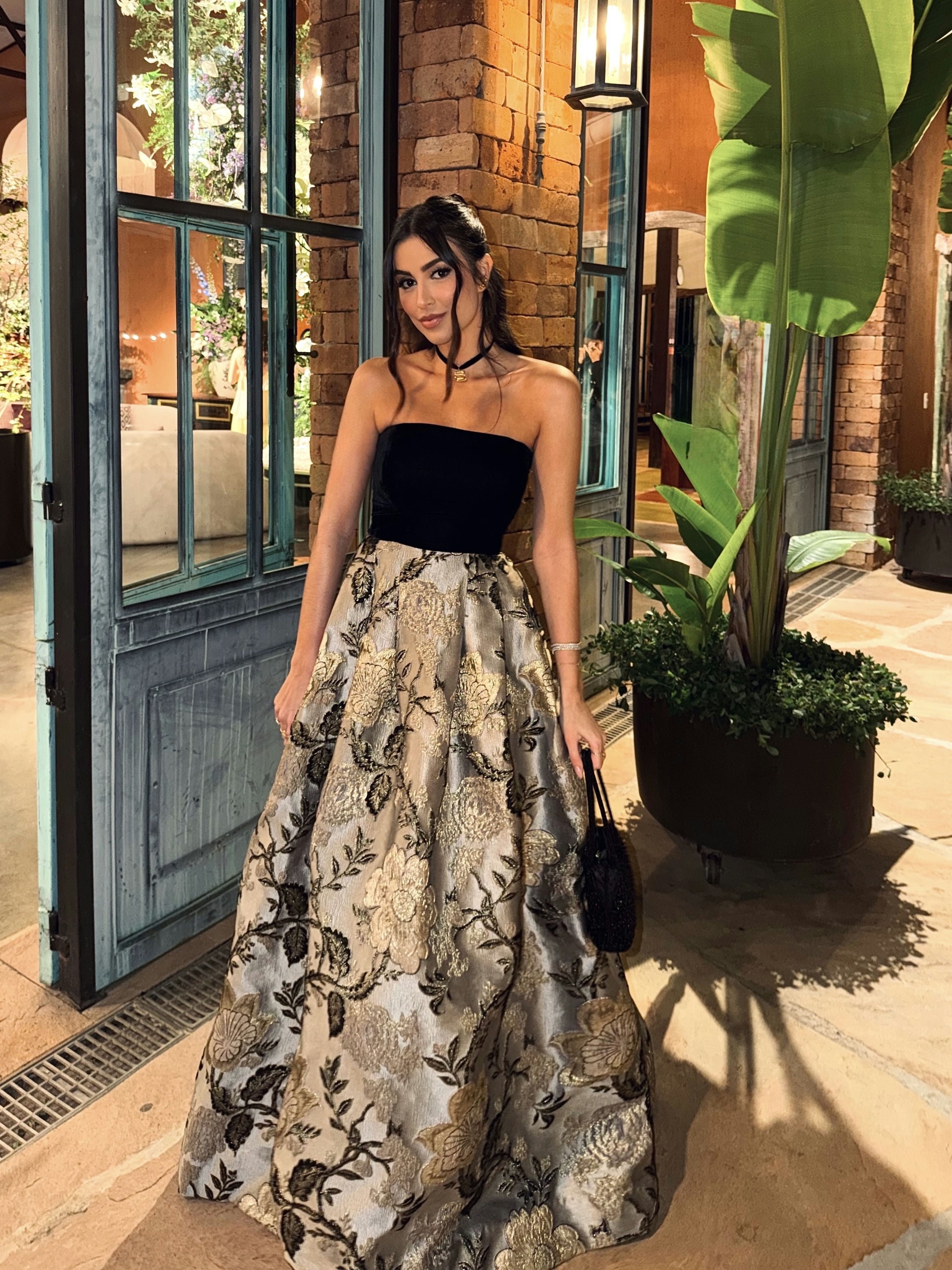 vestido veludo jacquard rodado