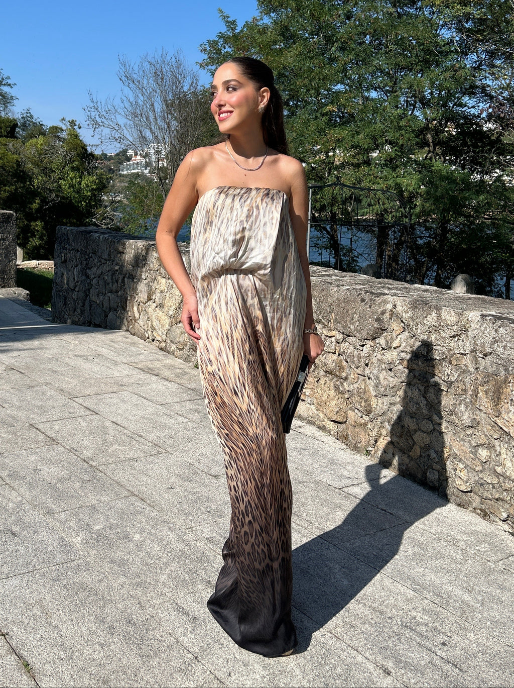 Vestido animal print seda 36