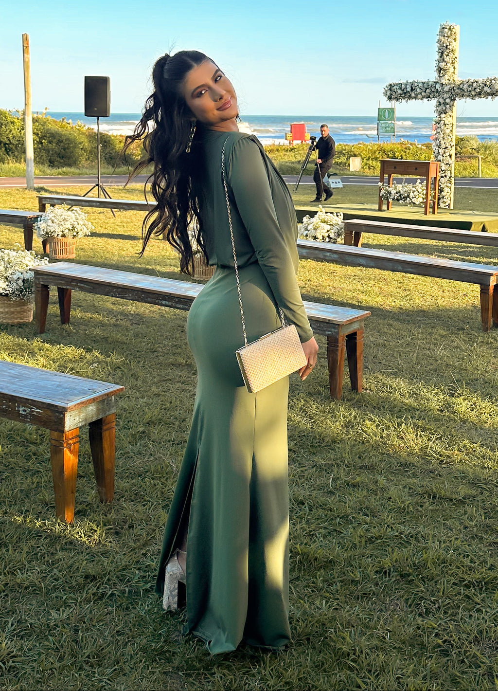 Vestido Verde Ombreiras