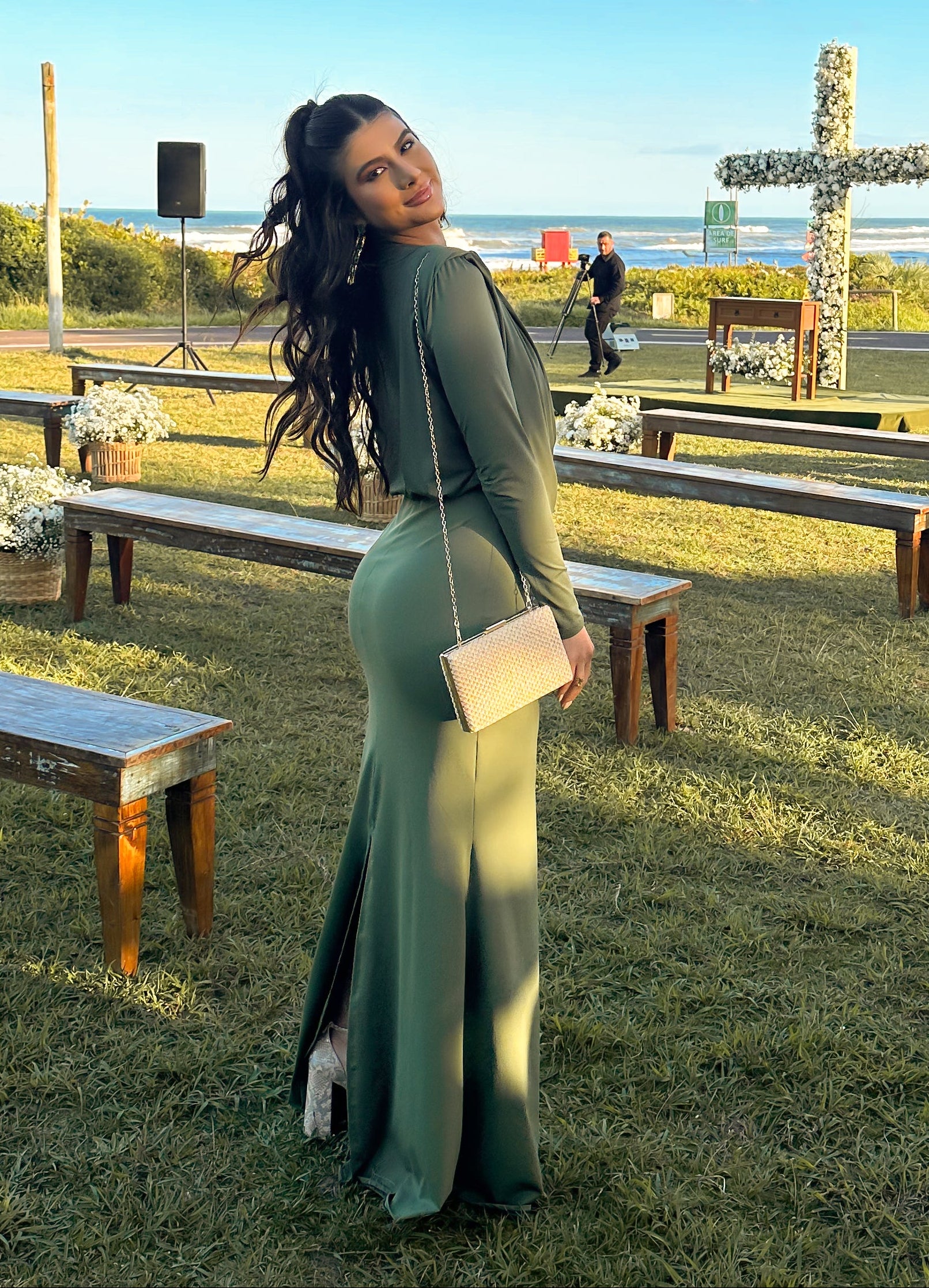 Vestido Verde Ombreiras