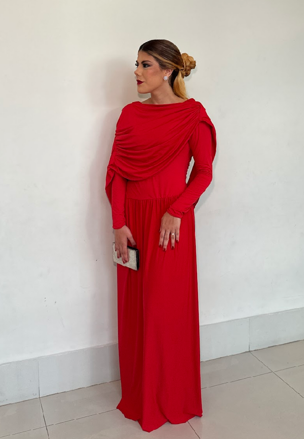 VESTIDO VERMELHO LONGO P/M
