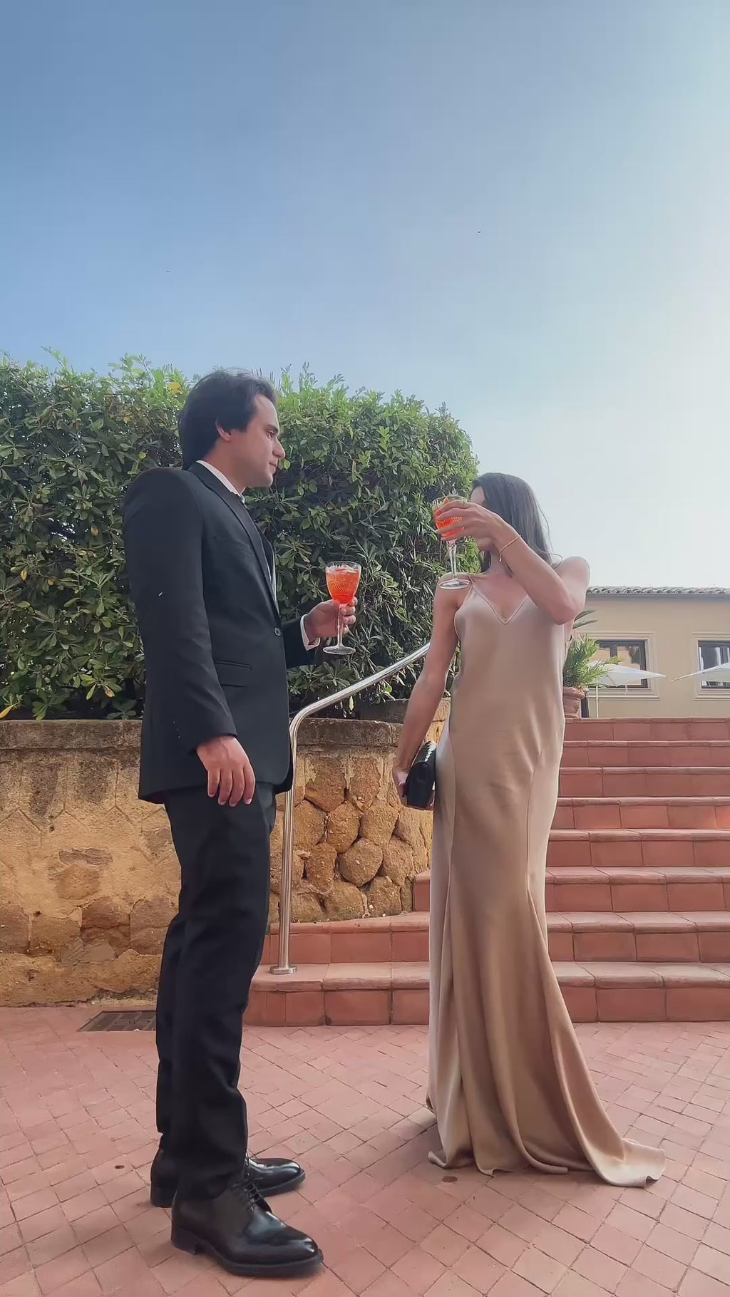 vestido andrea bogosian seda bege