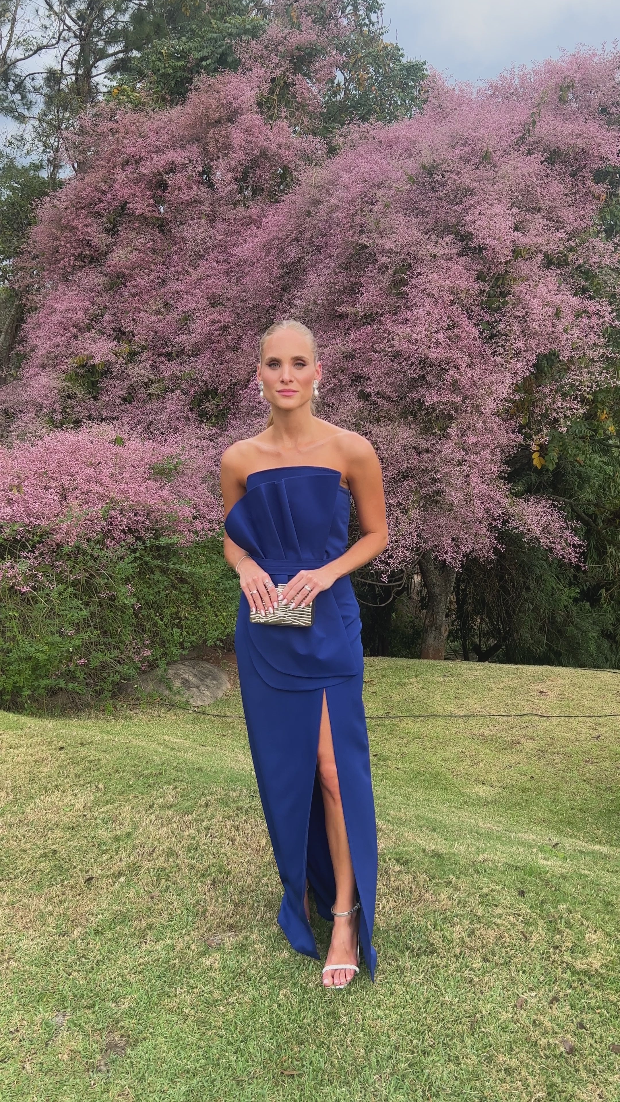 vestido leque azul