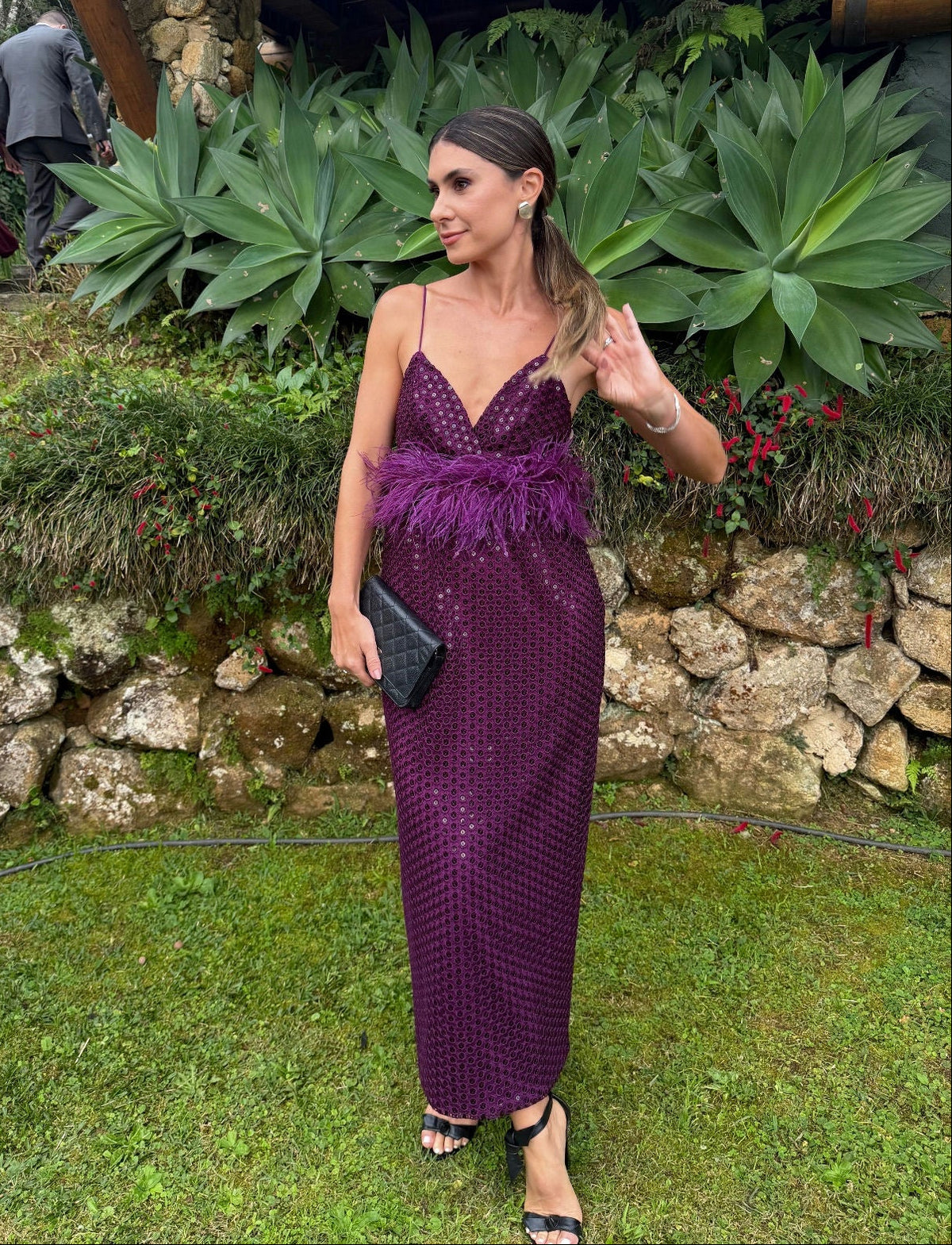 vestido flora plumas baila