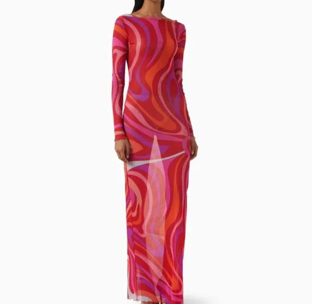 vestido tule estampa pucci