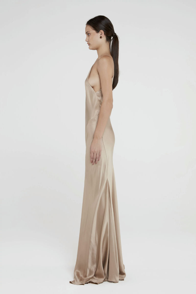 vestido andrea bogosian seda bege