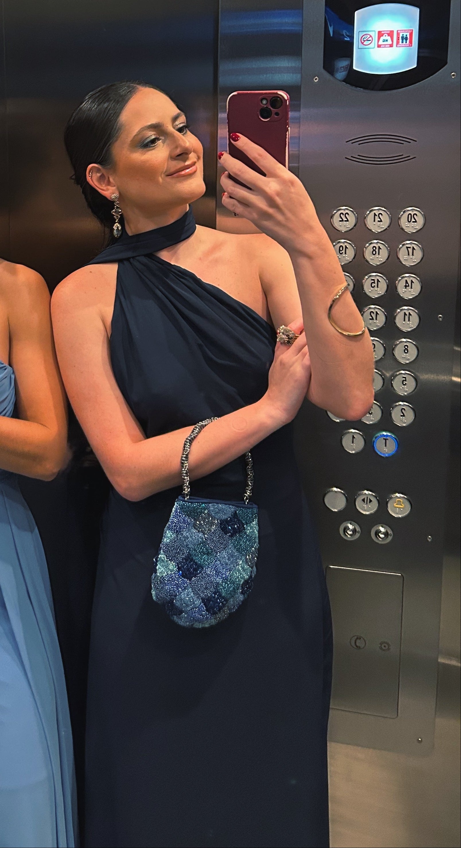 bolsa bordada azul
