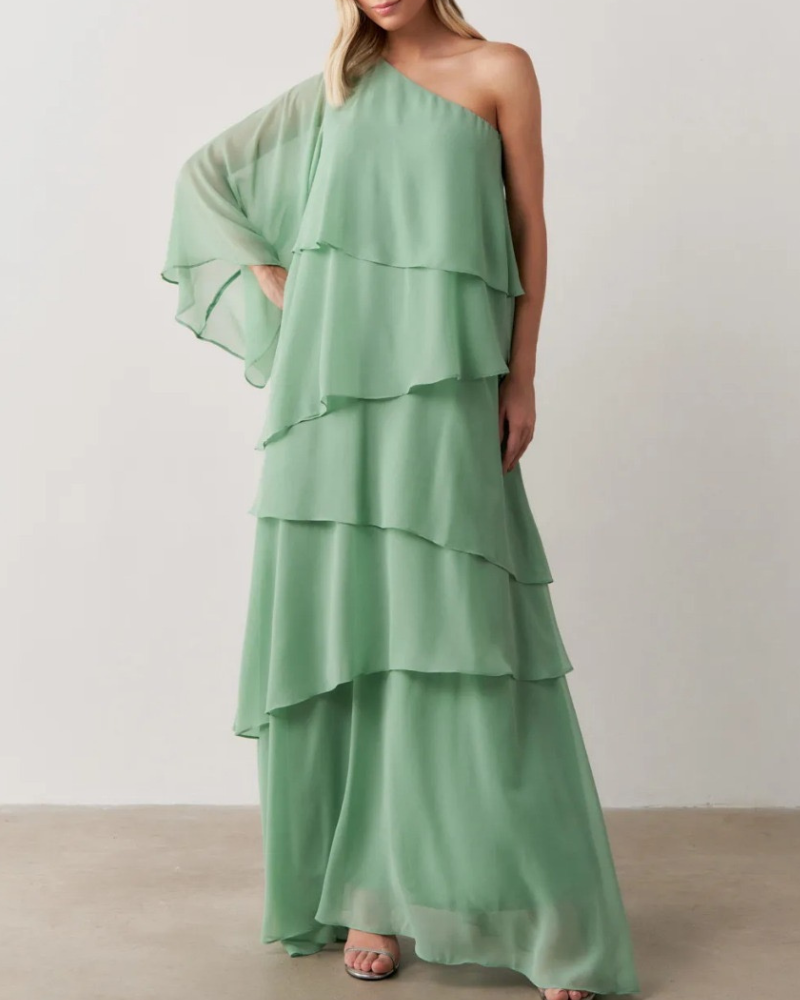 vestido camadas verde menta