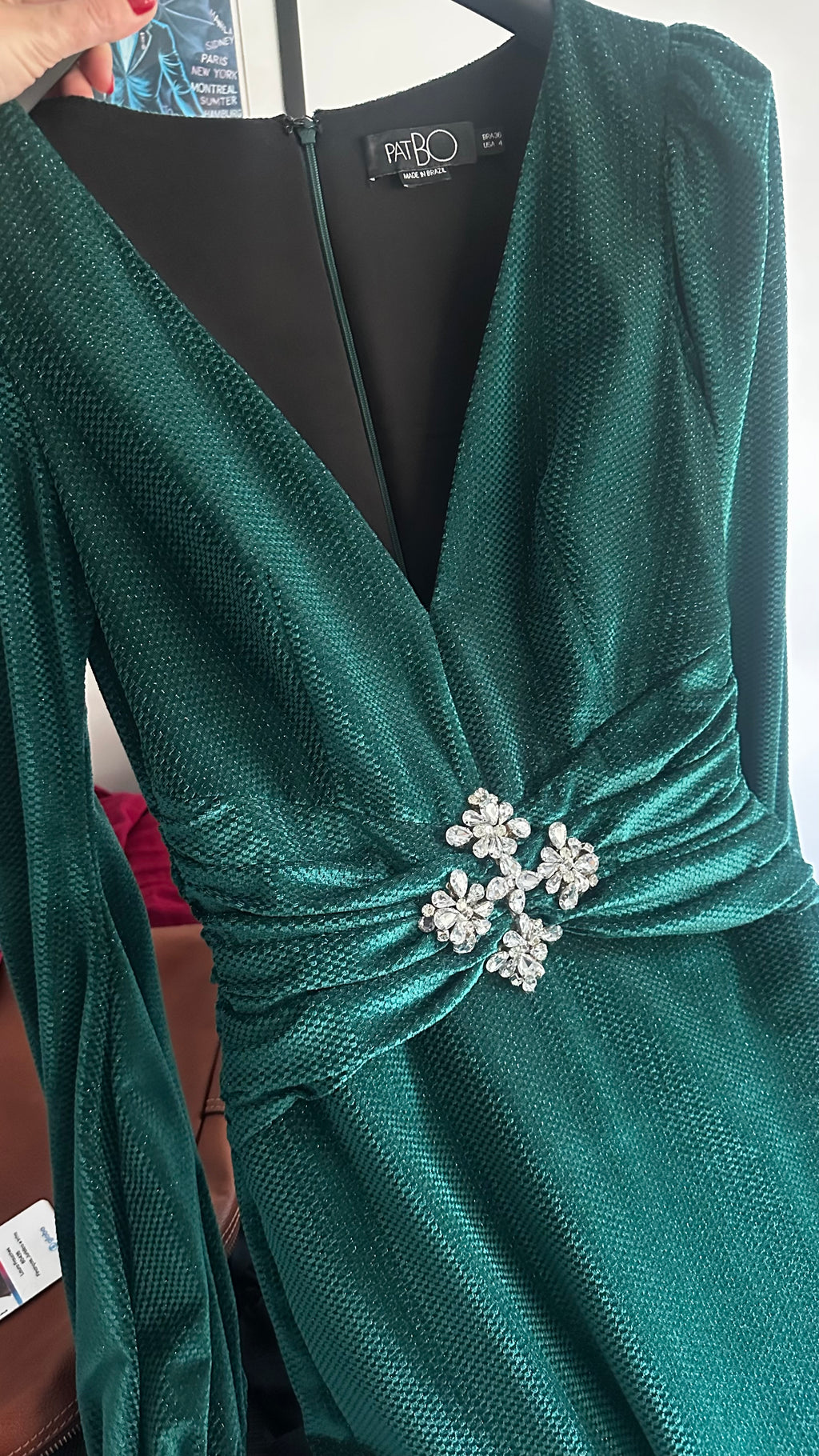 vestido mangas veludo verde
