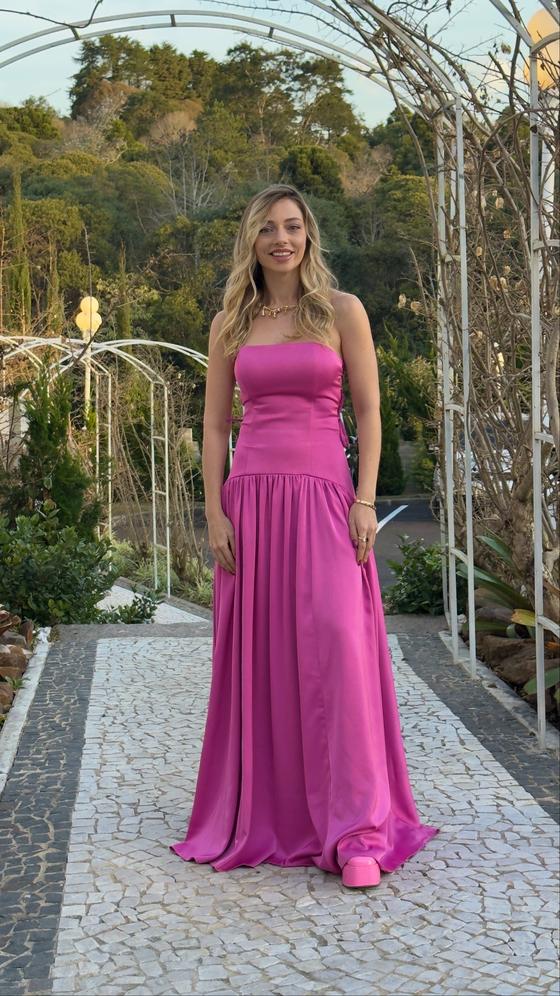 vestido corpete rosa