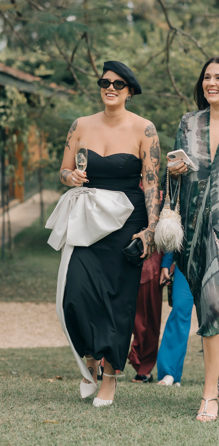 vestido maxi laço preto e branco
