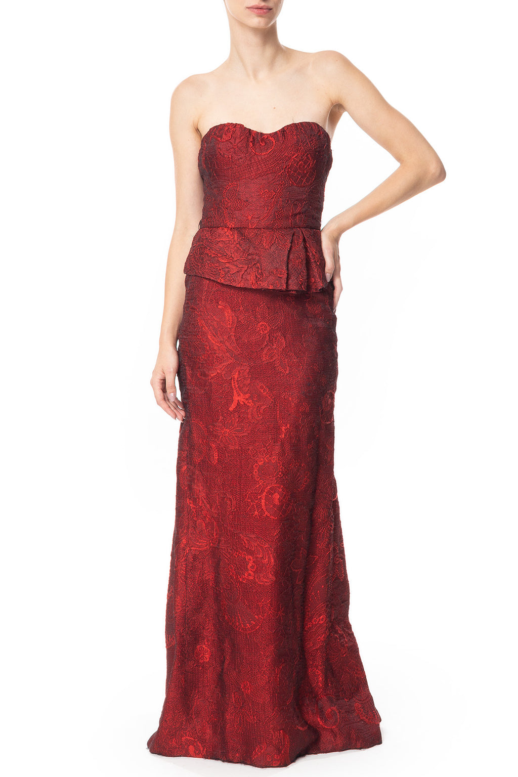 Vestido jacquard marsala j.mendel